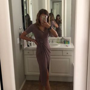 purple wrap dress